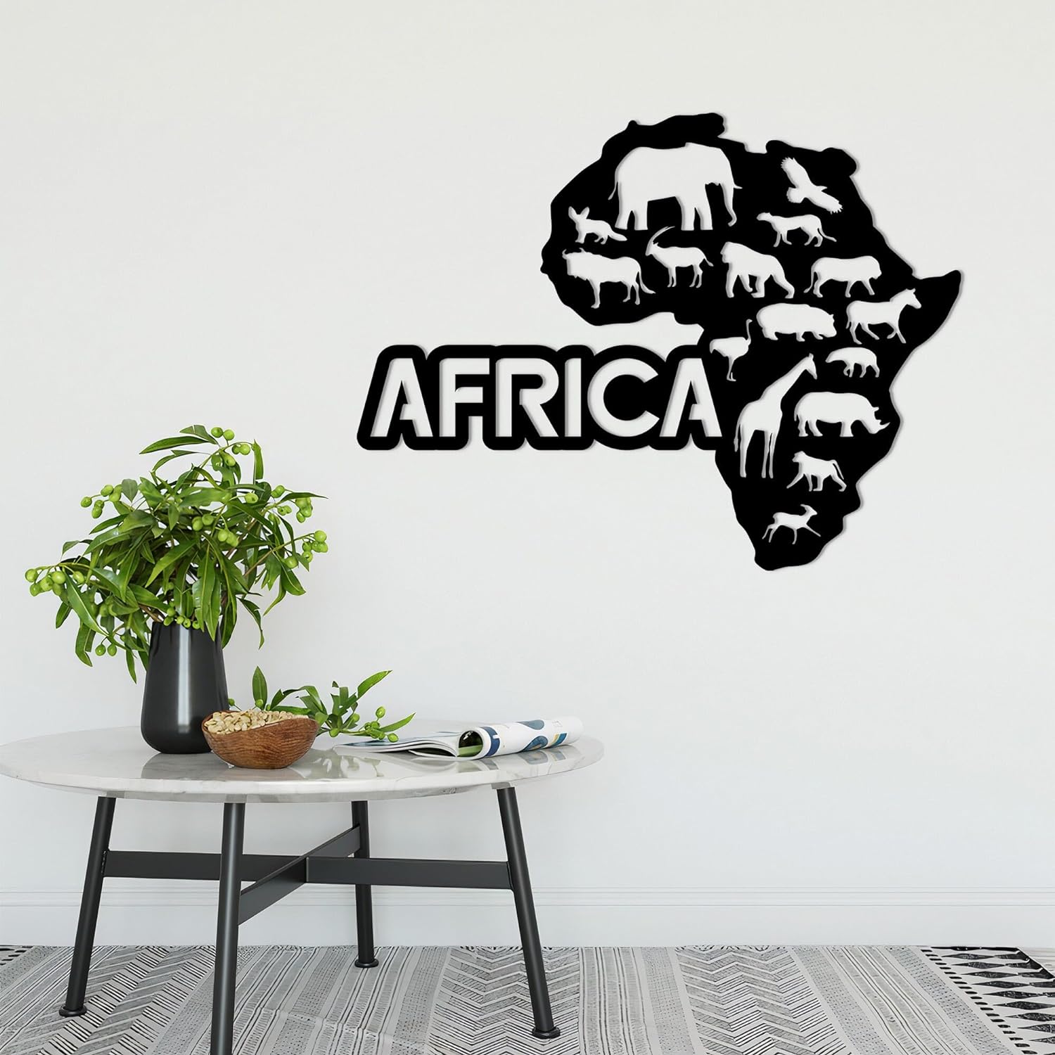 Africa Map Wall Decor with animals