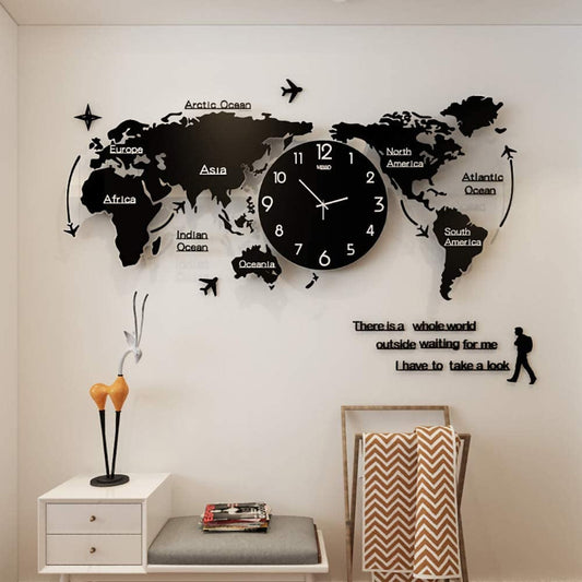 WORLD MAP STYLISH 3D WALL CLOCK
