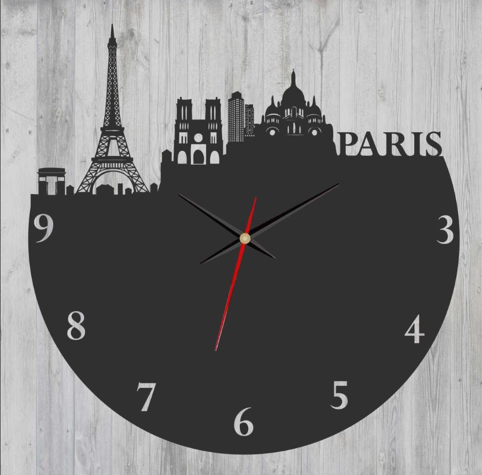 Paris France Vinyl Record Wall Clock