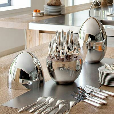 NEW DESIGN 24 PCS CUTLERY SET WITH EGG SHAPE STAND WITH GOLDEN AND SILVER COLOUR