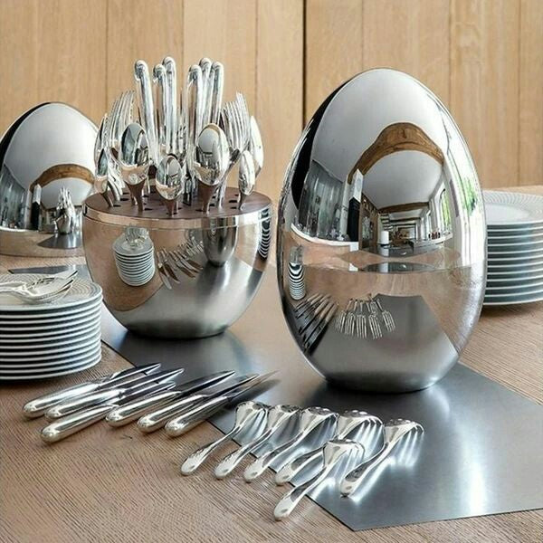 NEW DESIGN 24 PCS CUTLERY SET WITH EGG SHAPE STAND WITH GOLDEN AND SILVER COLOUR