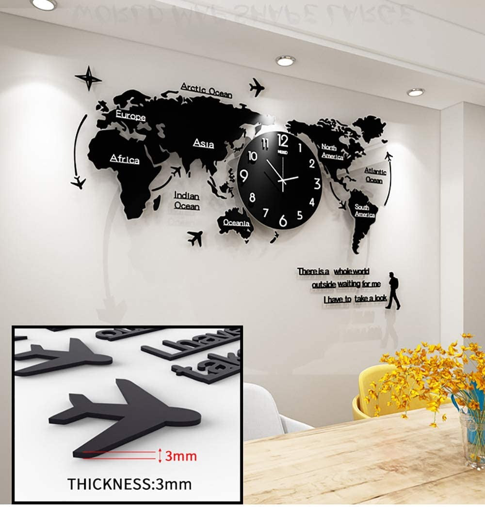 WORLD MAP STYLISH 3D WALL CLOCK