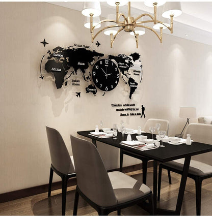 WORLD MAP STYLISH 3D WALL CLOCK