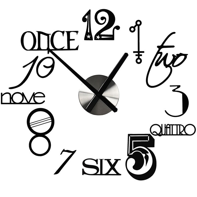 Italic Numbers DIY Acrylic Wall Clock