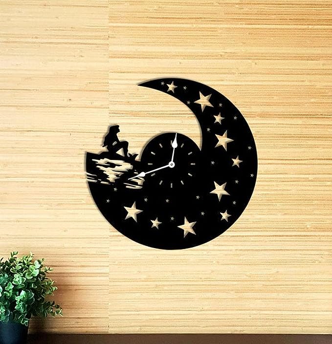 Mermaid & Stars 3D Wall Clock