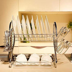 Dish Drying Rack Two Layer Stainless Steel Utensil